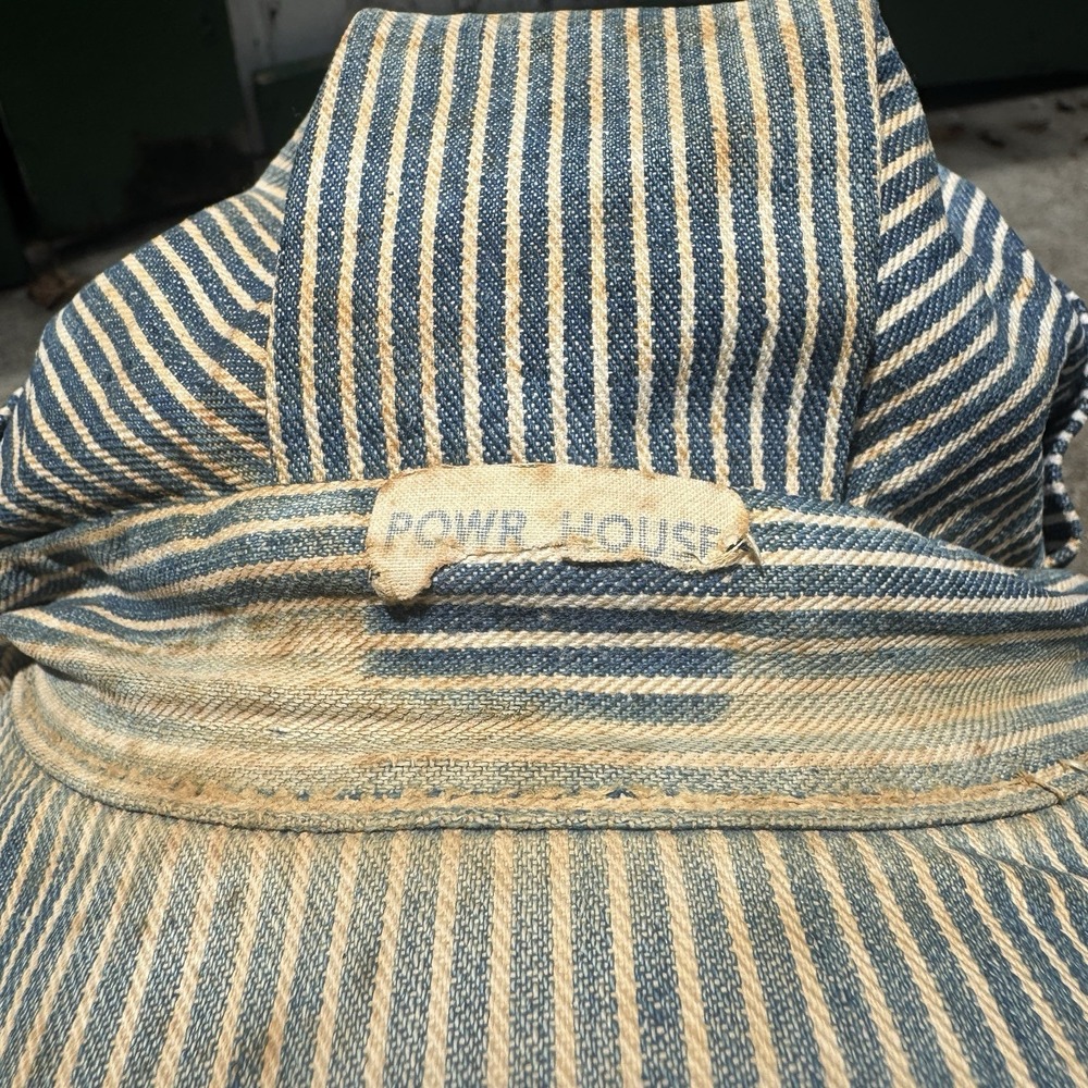 Vintage 40s 50s Montgomery Ward Powr House Engineer Hat Cap Distressed Hickory